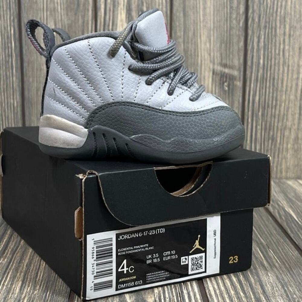 Nike Air Jordan 12 Retro GT 819666-029 Sneakers Shoes Wolf‎ Gray Toddler 4C Kids